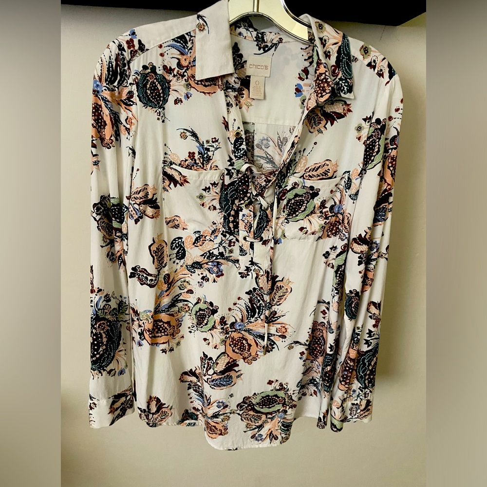 CHICO’S Pullover Blouse L/S Floral